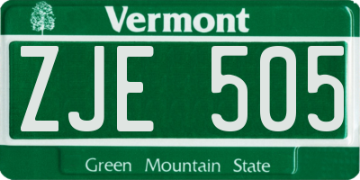 VT license plate ZJE505