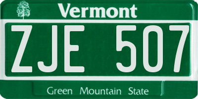 VT license plate ZJE507