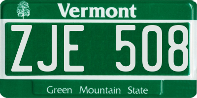 VT license plate ZJE508