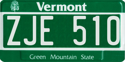 VT license plate ZJE510