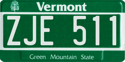 VT license plate ZJE511