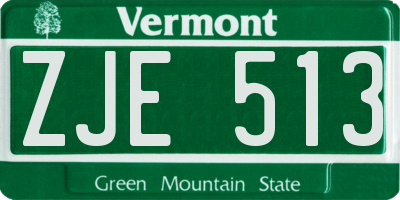 VT license plate ZJE513