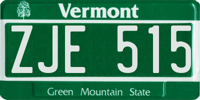 VT license plate ZJE515