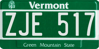 VT license plate ZJE517