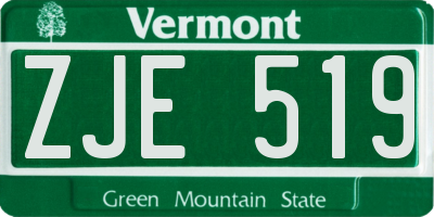 VT license plate ZJE519