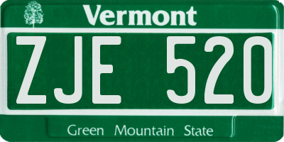 VT license plate ZJE520