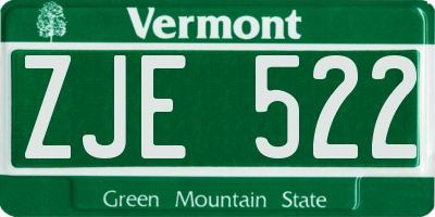 VT license plate ZJE522