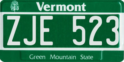 VT license plate ZJE523