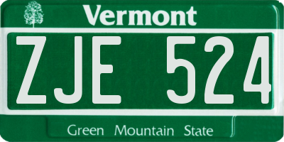 VT license plate ZJE524