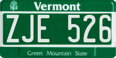 VT license plate ZJE526