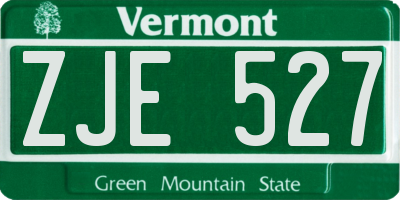 VT license plate ZJE527