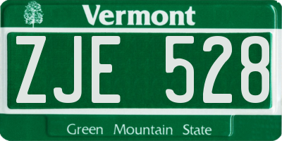 VT license plate ZJE528
