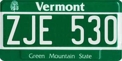 VT license plate ZJE530