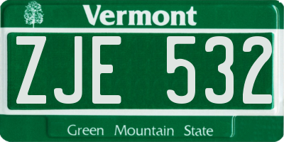 VT license plate ZJE532