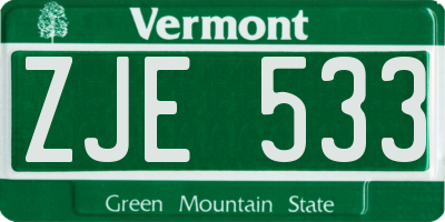 VT license plate ZJE533