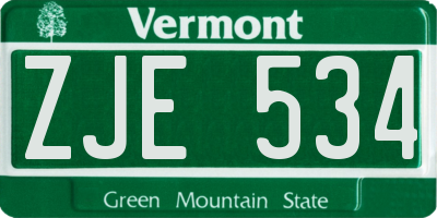 VT license plate ZJE534