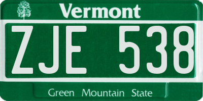 VT license plate ZJE538