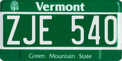 VT license plate ZJE540