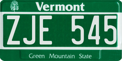 VT license plate ZJE545