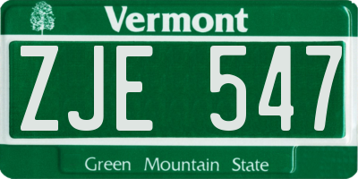 VT license plate ZJE547