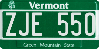 VT license plate ZJE550