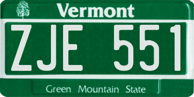 VT license plate ZJE551