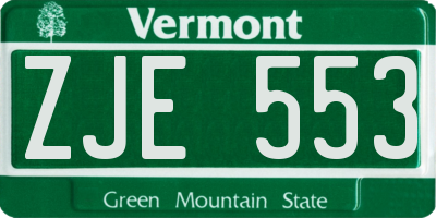 VT license plate ZJE553