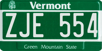 VT license plate ZJE554