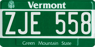 VT license plate ZJE558