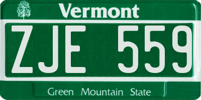 VT license plate ZJE559