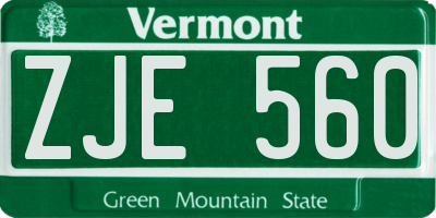 VT license plate ZJE560