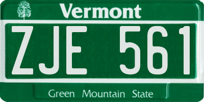 VT license plate ZJE561