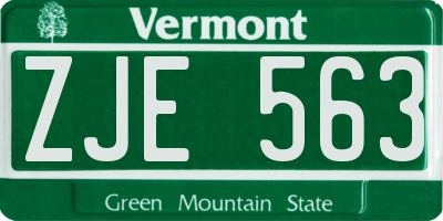 VT license plate ZJE563