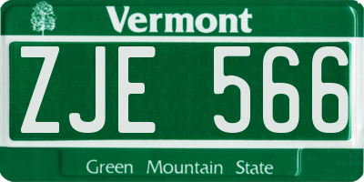 VT license plate ZJE566