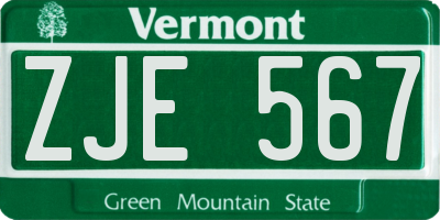 VT license plate ZJE567