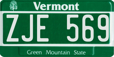VT license plate ZJE569