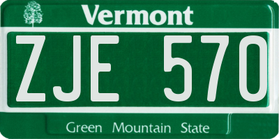 VT license plate ZJE570
