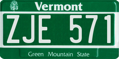 VT license plate ZJE571