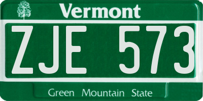 VT license plate ZJE573