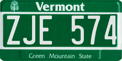 VT license plate ZJE574