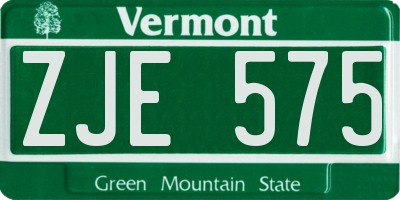 VT license plate ZJE575