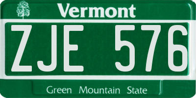 VT license plate ZJE576