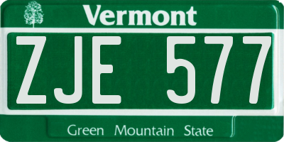 VT license plate ZJE577