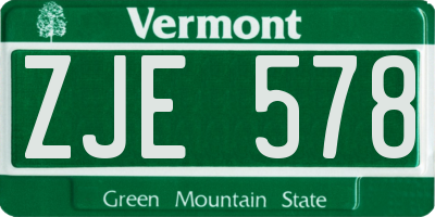VT license plate ZJE578