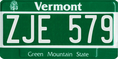 VT license plate ZJE579