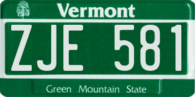 VT license plate ZJE581