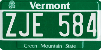 VT license plate ZJE584