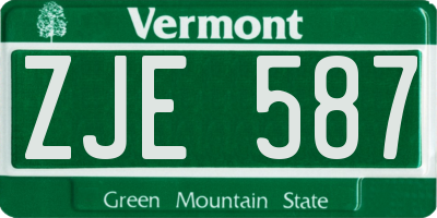 VT license plate ZJE587