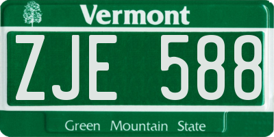 VT license plate ZJE588