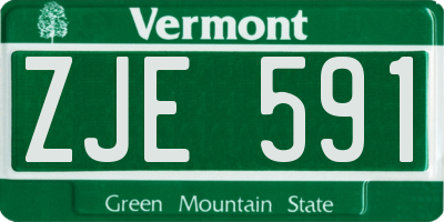 VT license plate ZJE591